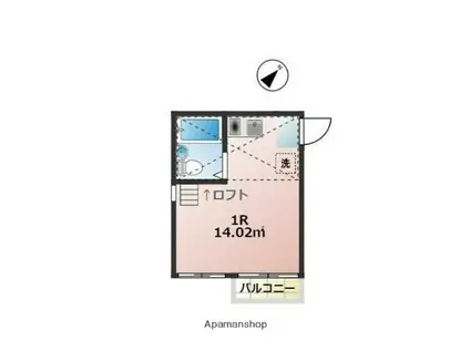 グリーテラス(ワンルーム/1階)の間取り写真