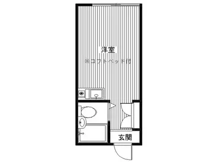 カルタス21日吉(ワンルーム/1階)の間取り写真