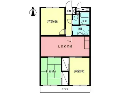 ソレイユ楠(3LDK/1階)の間取り写真
