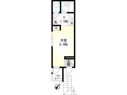 エルム生麦 B棟(1K/2階)の間取り写真