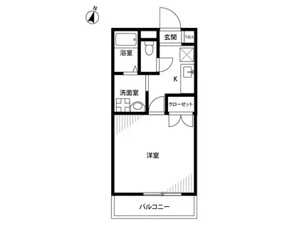 アンプルール フェール ブゥルジョン(1K/1階)の間取り写真