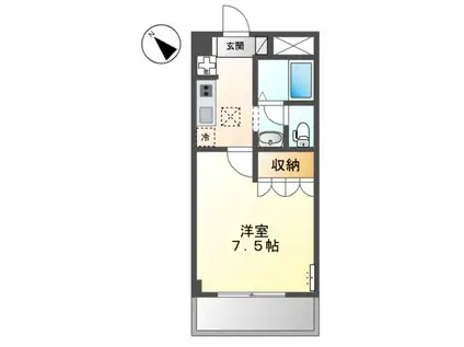 シャン・デ・フルール(1K/1階)の間取り写真