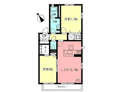 グランディール(2LDK/1階)の間取り写真