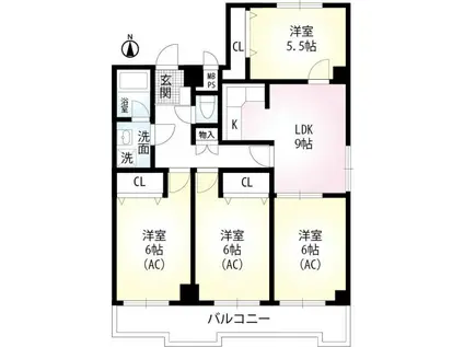 やませビル鵠沼(4DK/7階)の間取り写真