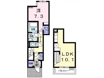 東海道本線 平塚駅 バス乗車時間:13分 ふじみ園前バス停で下車 徒歩5分 3階建 築8年(1LDK/1階)の間取り写真