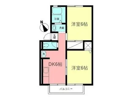 プランドール湘南A(2DK/2階)の間取り写真