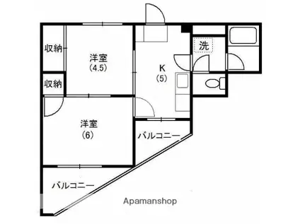 サンハイツ妻田(2DK/3階)の間取り写真