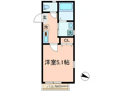 ココハイム鶴見(1K/1階)の間取り写真