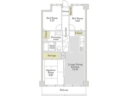 アーバンパーク常盤台公園 B棟(3LDK/2階)の間取り写真