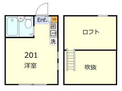 ユナイト矢向Fスペンサー(ワンルーム/2階)の間取り写真