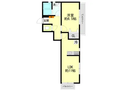 スピカハイツ弘明寺(1LDK/3階)の間取り写真