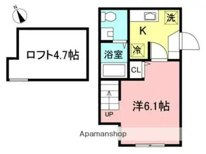 クローバーヒルズ追浜(1K/1階)の間取り写真