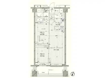コスモリード西馬込(2LDK/1階)の間取り写真