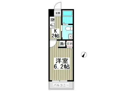 パルトネール二俣川3(1K/1階)の間取り写真
