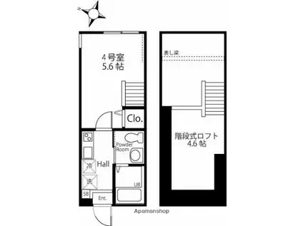 ハーミットクラブハウス東急白楽ハーミットクラブハウストウキュウ(1K/1階)の間取り写真