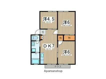 ロイヤルハイツA(3DK/1階)の間取り写真