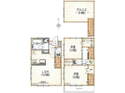 サワンあざみ野II(2LDK)の間取り写真