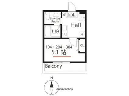 ハーミットクラブハウス根岸グラン(1K/2階)の間取り写真