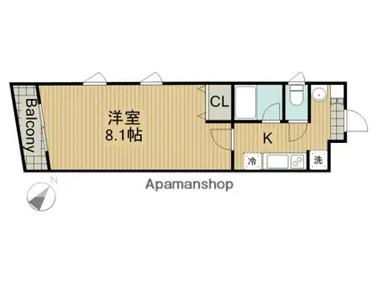鎌倉服部ビル(1K/3階)の間取り写真