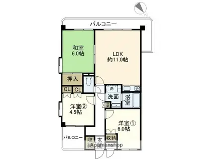 戸塚ウエスト・ウッド(3LDK/2階)の間取り写真