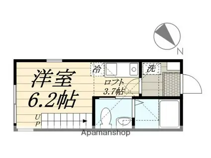 ハーミットクラブハウス霞ヶ丘(ワンルーム/2階)の間取り写真