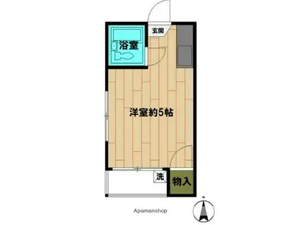 スカイハイツ(ワンルーム/2階)の間取り写真