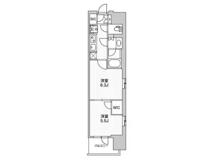 WORVE横浜伊勢佐木町(2K/15階)の間取り写真