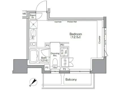 ザ・パークハビオSOHO横浜関内(ワンルーム/4階)の間取り写真