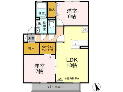 第2サニーサイト(2LDK/2階)の間取り写真