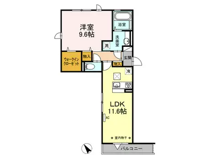 ハーネ・ユーエム・希望ヶ丘(1LDK/1階)の間取り写真