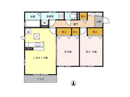 リビングタウン横須賀南A(2LDK/1階)の間取り写真