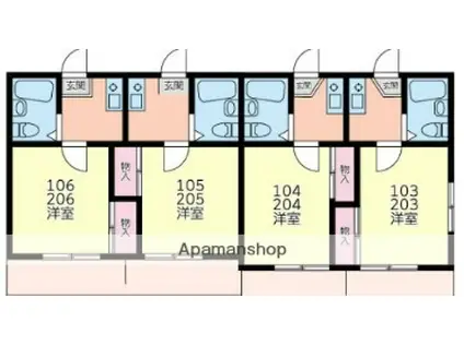 レオパレス衣笠第16(1K/1階)の間取り写真