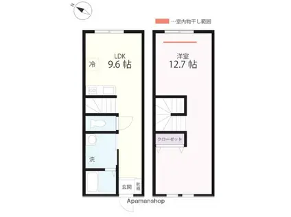 ハーミットクラブハウスMIX根岸(1LDK/1階)の間取り写真