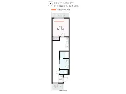 ハーミットクラブハウスSHINY(1K/2階)の間取り写真