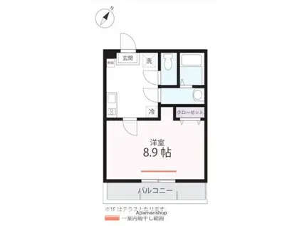 ハーミットクラブハウスサナブルーム生麦(1K/1階)の間取り写真