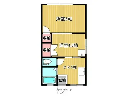 清水ハイム(2K/2階)の間取り写真