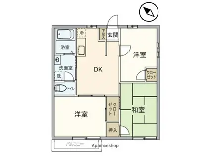 ファミール河本(3DK/2階)の間取り写真