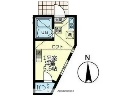 ユナイト小机グレートギャッピー(ワンルーム/1階)の間取り写真