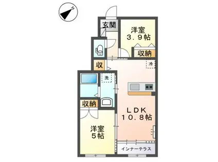 サン・サルーテ(2LDK/1階)の間取り写真