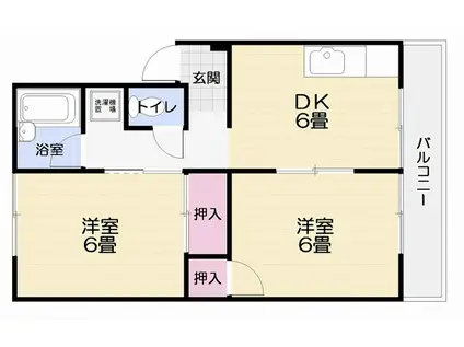 ユニティⅢタケガワ(2DK/2階)の間取り写真