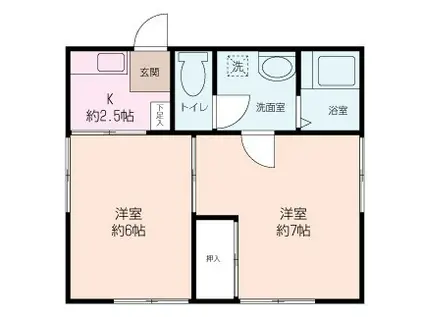 中田荘(2K/1階)の間取り写真