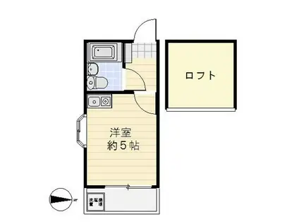 コモド衣笠(ワンルーム/2階)の間取り写真
