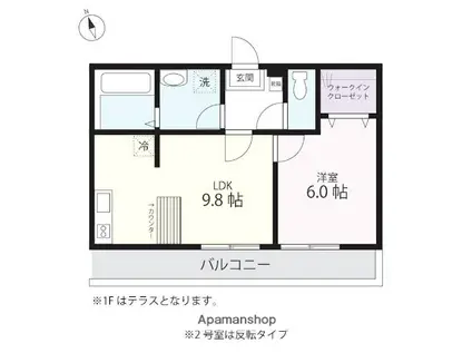 ハーミットクラブハウストゥギャザー溝ノ口(1LDK/2階)の間取り写真