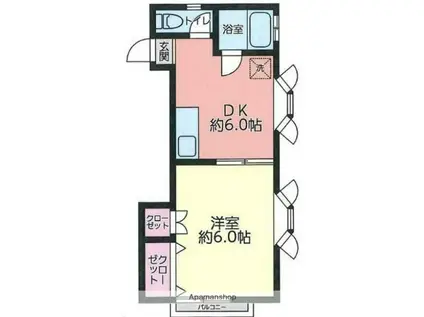 ハイツグリーンシティ(1DK/2階)の間取り写真