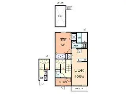 シエル ブリランテ(1SLDK/2階)の間取り写真