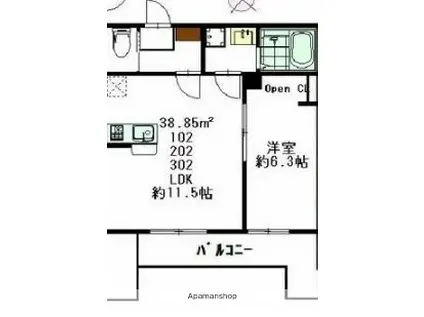アルバ北久里浜(1LDK/3階)の間取り写真