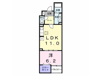 ルリアンラポーズ(1LDK/1階)の間取り写真