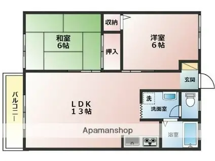 エクセルNAGANO(2LDK/2階)の間取り写真