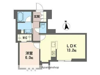 ラ・ベラ・ヴィータ(1LDK/1階)の間取り写真