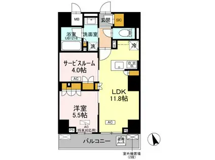 リーラ品川戸越 リーラ品川戸越(1LDK/3階)の間取り写真